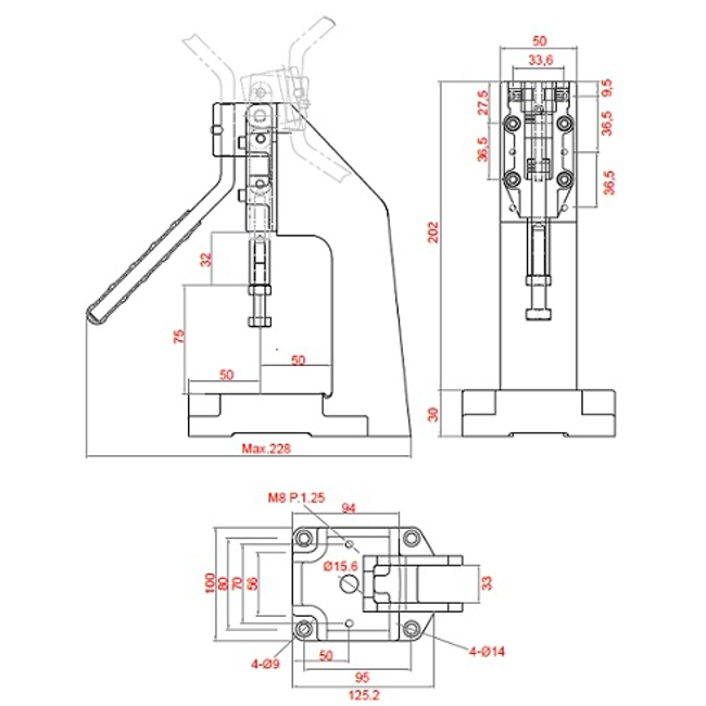 Vendita online Pressa manuale spintore 32 mm. portata 610 Kg.